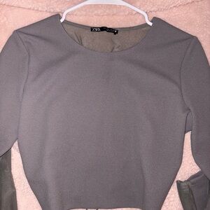 Zara Charcoal Long Sleeve Top